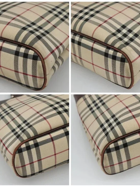 BURBERRY Nova Check Hand Bag Nylon Beige Silver Auth 120399 - Picture 15 of 16